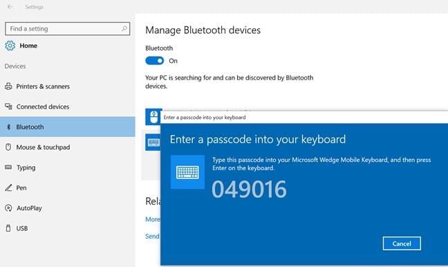 Which one is used as authentication for pairing bluetooth devices?