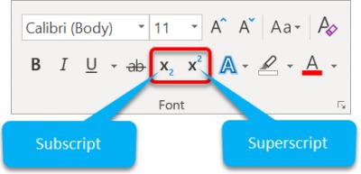 Which group includes superscript, subscript, strike through options in MS Word?