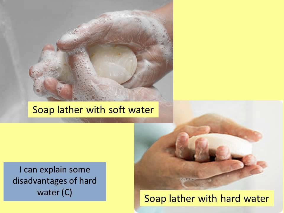 Which water gives lather with soap easily?