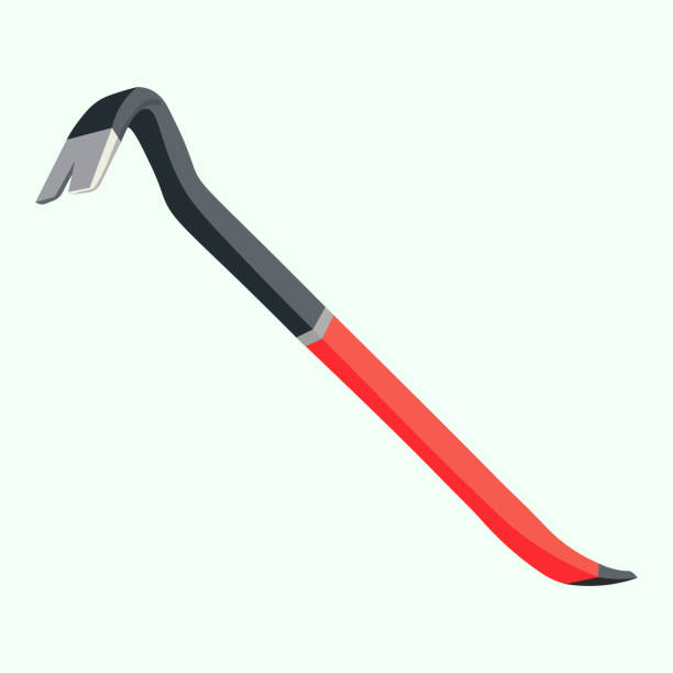 The curved end of a crowbar is used as