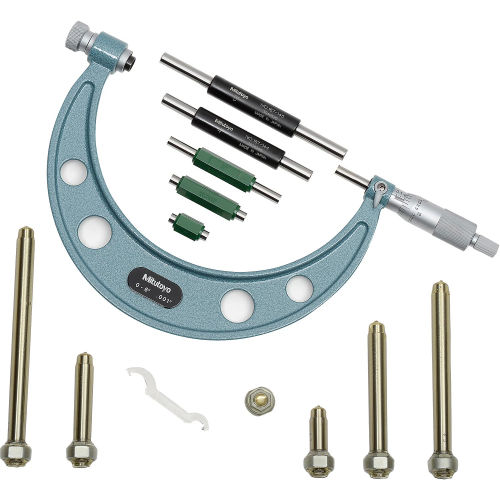 Zero error of a 50 -75 mm outside micrometer can be checked with