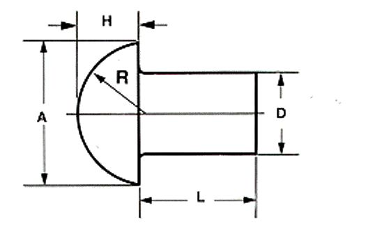 The height of the snap head rivet is standardized to