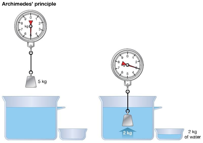 When a body is immersed wholly or partially in a liquid, it is lifted up by a force equal to the weight of liquid displaced by the body. This statement is called