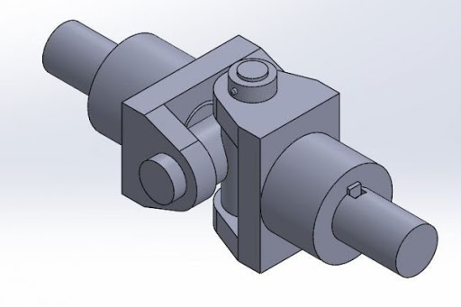 An universal coupling is used to connect two shafts