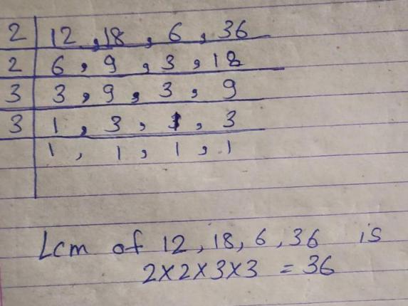 What is the LCM of 12, 18, 6, 36?