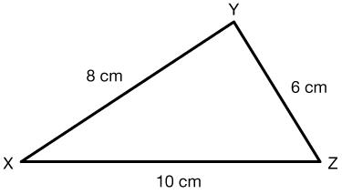 Area of a triangle having side 6cm, 8cm and 10 cm is